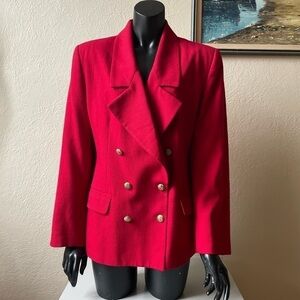 Vintage 1980s Red Diane Von Furstenberg Union Made suit (14) and skirt (12) set